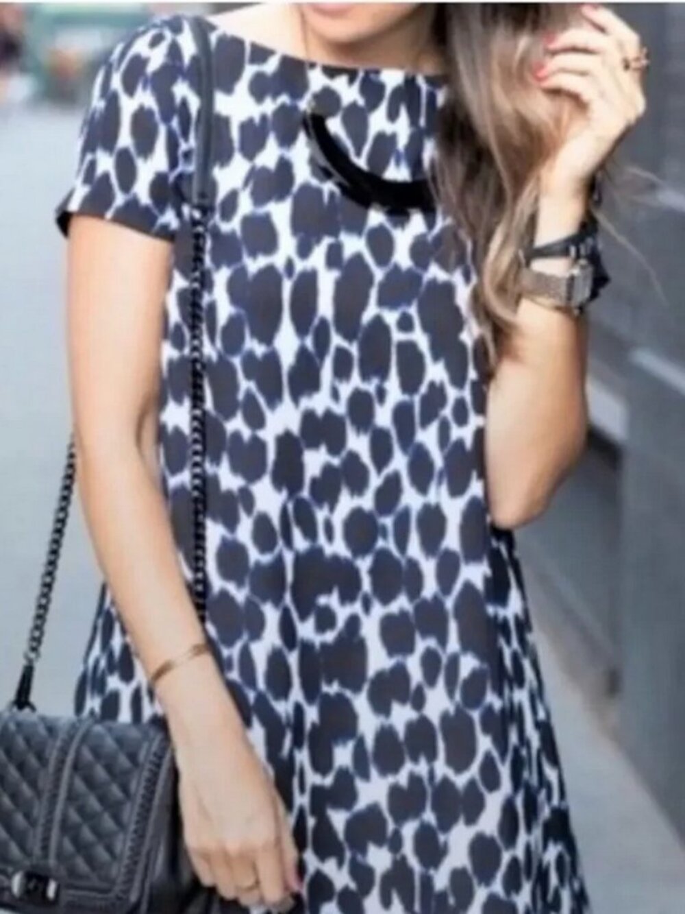Kate Spade New York Be Daring Leopard Print Swing Dress Blue White Size 8